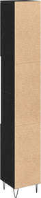 vidaXL - Badkamerkast - Zwart - Eiken - 30x30x190 - cm - Geengineerd - Hout
