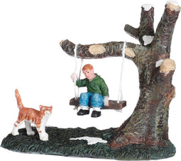 Luville - Frits on a swing - l10xb5xh8,5cm - Kersthuisjes & Kerstdorpen