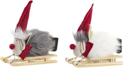 Kerstversiering DKD Home Decor Polyester Rendier (15 x 5,5 x 16,5 cm) (2 Stuks)