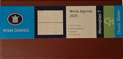 Ryam Zakagenda 2025 Memoplan 7 Bordeaux Liggend Zachte Kaft (16.9cm x 8.1cm)