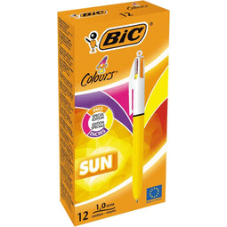 Bic 4 Colours Sun, balpen, 0,32mm, 4 fashion inktkleuren, lichaam geel
