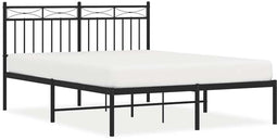 vidaXL - Bedframe - met - hoofdbord - metaal - zwart - 135x190 - cm