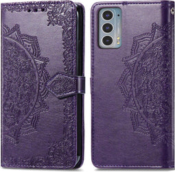 iMoshion Hoesje Geschikt voor Motorola Edge 20 Hoesje Met Pasjeshouder - iMoshion Mandala Bookcase - Paars