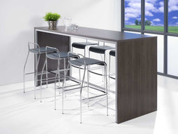 Hoge tafel: Statafel of bartafel breed 220CM diep 80CM bladkleur Beuken framekleur Licht grijs (Ral 7035)