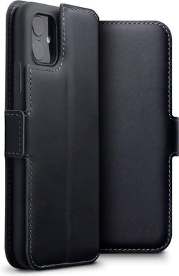Qubits - lederen slim folio wallet hoes - Geschikt voor iPhone 11 - Zwart
