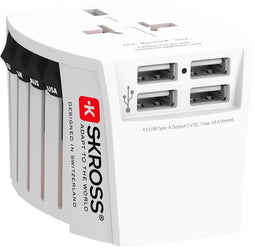 Skross MUV 4xUSB - Universele reisadapter met 4 USB-poorten - Wit