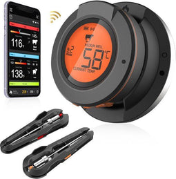 MostEssential AT-02 - Vleesthermometer - Smart BBQ Thermometer - Bluetooth & 2 Meetsondes - Zwart