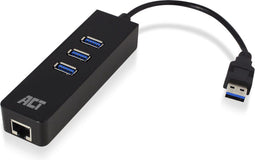 ACT AC6310 - USB Hub 3.2 - 3 USB-A poorten en Gigabit Ethernet - Zwart