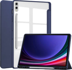 imoshion Tablet Hoes Geschikt voor Samsung Galaxy Tab S10 Plus / Tab S9 FE Plus / Tab S9 Plus - imoshion Trifold Hardcase Bookcase - Donkerblauw /Donkerblauw
