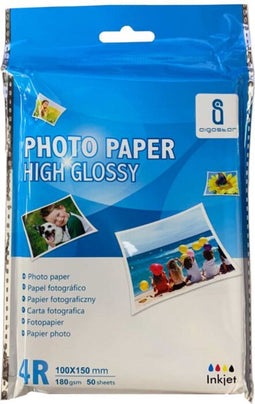 Aigostar Fotopapier Hoog Glanzend - 50 vel - 10x15 cm A6 4R - 180g/m (High Glossy)
