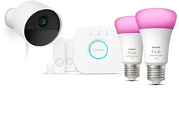Philips Hue Secure Starterkit - Beveiligingscamera met 2 contactsensoren en 2 lampen E27 - Wit