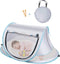 Fuegobird BabyBox - Campingbedje - UV50+ Bescherming - Blokkeer Muggen - Zilver Grijs/Blauw