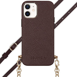 Aina Slang Hoesje met koord voor de iPhone 12 Mini - Donkerrood