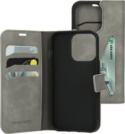 Mobiparts iPhone 14 Pro - Classic Wallet Case - Ruimte voor pasjes - Granite Grey