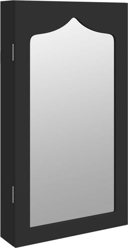 vidaXL - Sieradenkast - met - spiegel - wandgemonteerd - 37,5x10x67 - cm - zwart