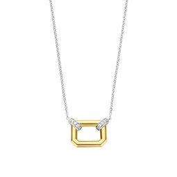 TI SENTO Dames Ketting - 925 zilver - Zirkonia met geel verguld - Maat 42 - 34027ZY