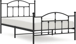 vidaXL - Bedframe - met - hoofd- - en - voeteneinde - metaal - zwart - 107x203 - cm