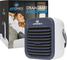 Aironex Draagbare Aircooler Blauw – Draadloze Luchtkoeler met water tank – Luchtbevochtiger functie - Luchtkoeler geen airco –Tafelventilator - Ventilator Staand - Verhoog je productiviteit en nachtrust