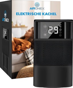 Aironex Keramische Elektrische Kachel - Zwarte Kachelventilator - Kachel Electrisch 1000 Watt - Verwarming Electrisch - Heater - Ventilatorkachel