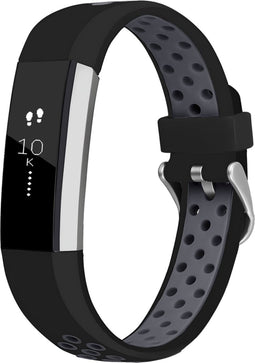 iMoshion Bandje Geschikt voor Fitbit Alta (HR)/Grijs - iMoshion Siliconen sport band zilveren gesp zonder pinnetje - Zwart