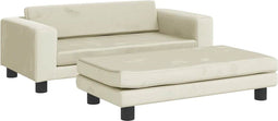 vidaXL - Hondenmand - met - verlengstuk - 100x50x30 - cm - fluweel - crèmekleurig