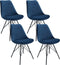 Kick kuipstoel Velvet donkerblauw - zwart frame - set van 4
