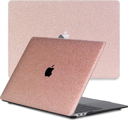 Lunso Geschikt voor MacBook Pro 13 inch M1/M2 (2020-2022) cover hoes - case - Glitter Rose Goud