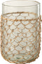 J-Line vaas Breiwerk - glas/riet - transparant - small - Ø 14 cm