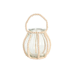 Kaarshouder Home ESPRIT Transparant Natuurlijk Lichtbruin Hout Kristal 22 x 22 x 22 cm