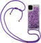 Lunso Geschikt voor iPhone 12 Pro Max - Backcover hoes met koord - Glitter Paars