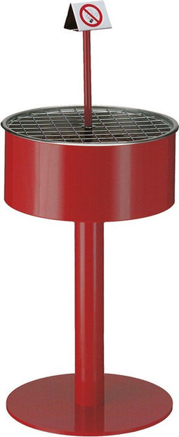 Runder Metall Aschenbecher - Asbak met Aluminium inzet en verchromd zeef - Rood
