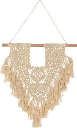 J-Line wanddecoratie Macrame - katoen - ecru - small