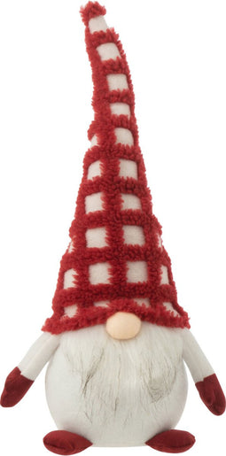 J-Line figuur Kabouter Geruite Hoed - textiel - rood/wit - small