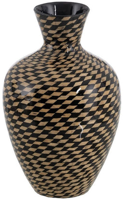 Vaas Zwart Beige Bamboe 28 x 28 x 46 cm