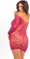 Kanten Offshoulder jurkje René Rofé rood - XL/2XL