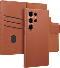 Accezz Samsung Galaxy S24 Ultra - Leather Bookcase 2-in-1 met MagSafe - Echt Nappa leer - Sienna Brown