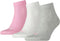 Puma Unisex Quarter Plain (3-pack) - unisex hoge enkelsokken - roze