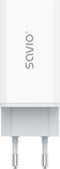 Savio LA-07 adowarka Sieciowa GaN 65W Biaa Hoofdtelefoons, Headset, Tablet, Telefoon, Horloge Wit AC Buiten