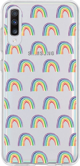 Hoesje Siliconen Geschikt voor Samsung Galaxy A70 - Design Backcover siliconen - Meerkleurig / Rainbow