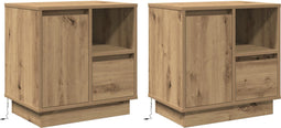 vidaXL - Nachttafels - met - LED - 2 - stuks - in - Artisan - Eik - 50x34,5x50 - cm