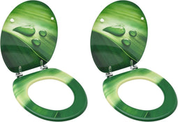 vidaXL - Toiletbrillen - met - deksel - 2 - st - waterdruppel - MDF - groen