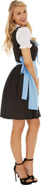 dressforfun Dirndl Oktoberfest Madl model 2 L - Dameskostuum met borduursel en schort - zwart/blauw