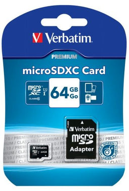 Verbatim microSDXC 64GB - Class 10 UHS-I - SD adapter - 70MB/s lezen