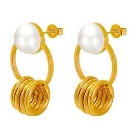 Akalia Show me Pearls - 18 Karaat Vergulde Oorbellen met Parels - Goudkleurige Oorringen voor Dames