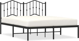vidaXL - Bedframe - met - hoofdbord - metaal - zwart - 150x200 - cm