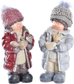 Kerstversiering DKD Home Decor Polyester Hars Kinderen (15 x 12 x 35 cm) (2 Stuks)