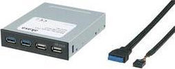 Akasa USB 3.2 Gen 1-, USB 2.0-front-adapter-hub 4 poorten Zwart