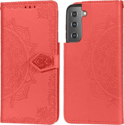 iMoshion Hoesje Geschikt voor Samsung Galaxy S21 Hoesje Met Pasjeshouder - iMoshion Mandala Bookcase - Rood