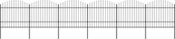 vidaXL - Tuinhek - met - speren - bovenkant - (1,5-1,75)x10,2 - m - staal - zwart