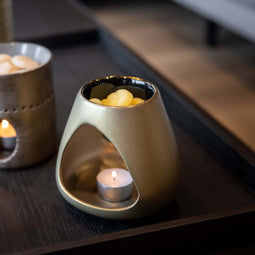 Scentchips® Triangel - Waxbrander - Geurbrander - Amberblokjes Brander - Oliebrander - Wax Melts Brander - Aromabrander - Ook Geschikt Voor Essentiële Oliën - Geurolie - Waxmelts - Goud